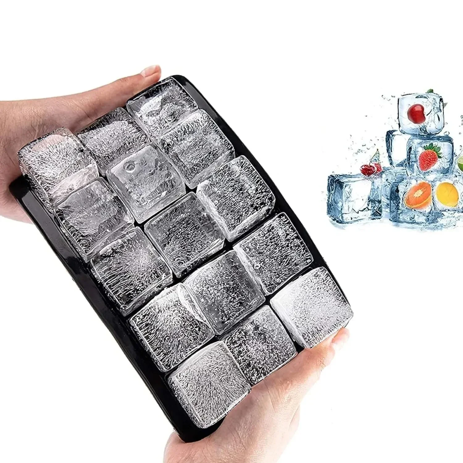 

Silicone Ice Cube Molds,15 Square Ice Cube Tray Flexible Reusable Stackable for Freezer, Whiskey, Chocolate, Baby Food, Juices,