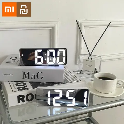 Xiaomi Creative Number Clock Color Nightlight Temperature Calendar Alarm Clock LED Large Number Electronic Clock Backlight Home