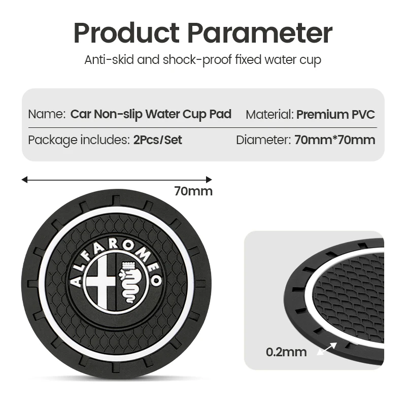 Posavasos antideslizante para coche, accesorios para Alfa Romeo Sportiva Mito 147 159 Giulia Giulietta GT, 2 unidades