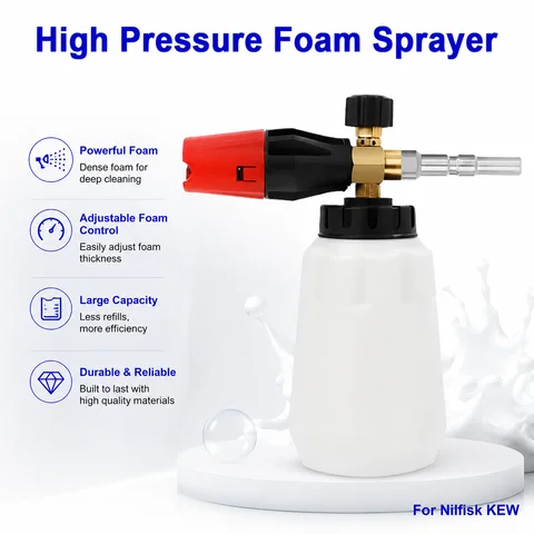 Nilfisk KEW Compatible Adjustable Snow Foam Cannon, 3800PSI G1/4 Thread Foam Sprayer for Vehicle Car Cleaning