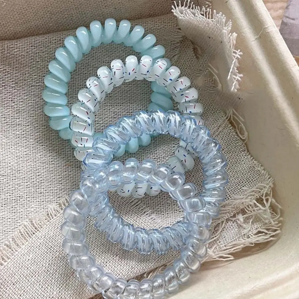 Hair Tie Stretch Spiral Cord Hair Ring Headwear Hair Rope Sweet Elastic Hair Tie Colorful Scrunchies Multicolor Telephone Wire