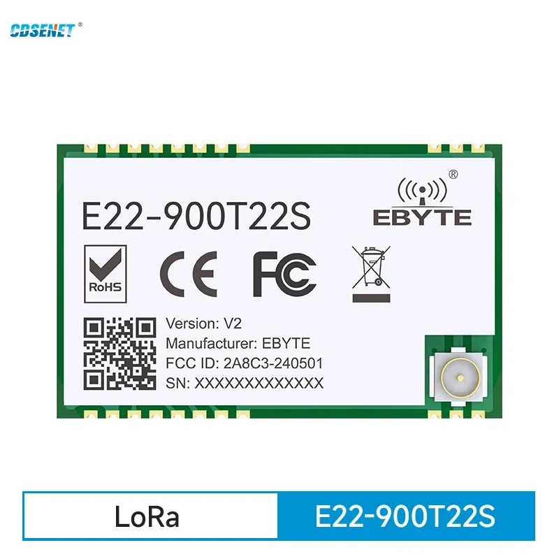 

868MHz 915MHz LoRa NetWorking RSSI Wireless Transceiver CDSNET E22-900T22S 22dBm UART SMD IPEX Stamp Hole TCXO RF Module