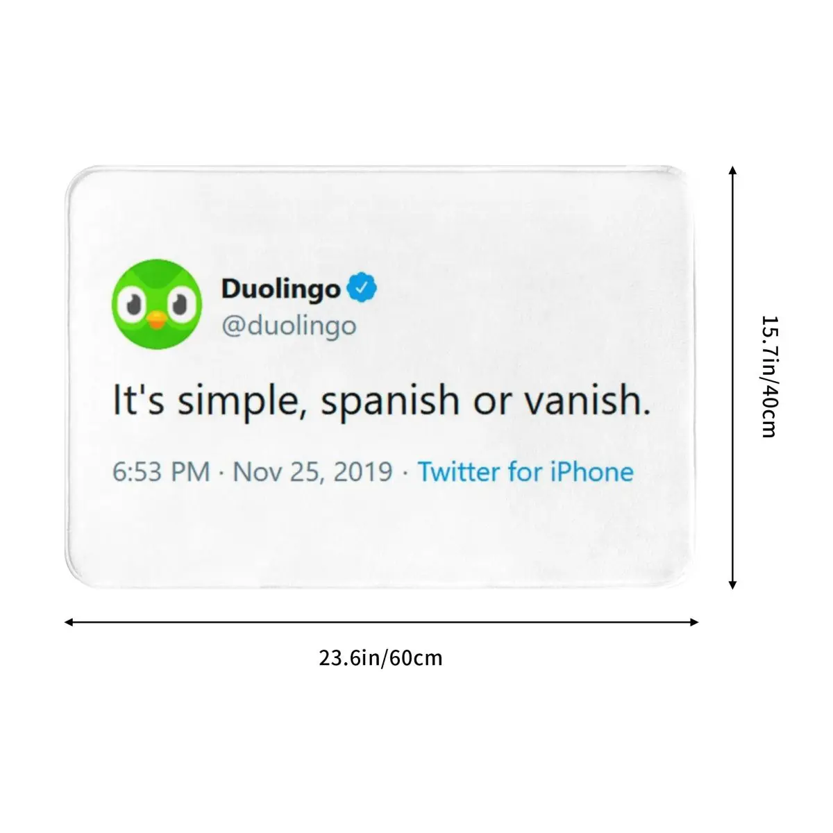 Evil Duolingo Owl Tweet Meme Non-slip Doormat Floor Mat Absorbent Mat Carpet Rug for Kitchen Entrance Home Bedroom Footpad Mats