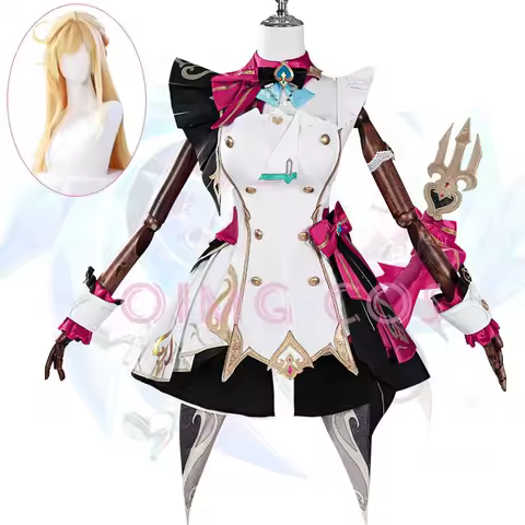 Genshin Impact Escoffier Cosplay Costume Uniform Jacquard Fabric Anime Chinese Wig Halloween Costumes for Women Game