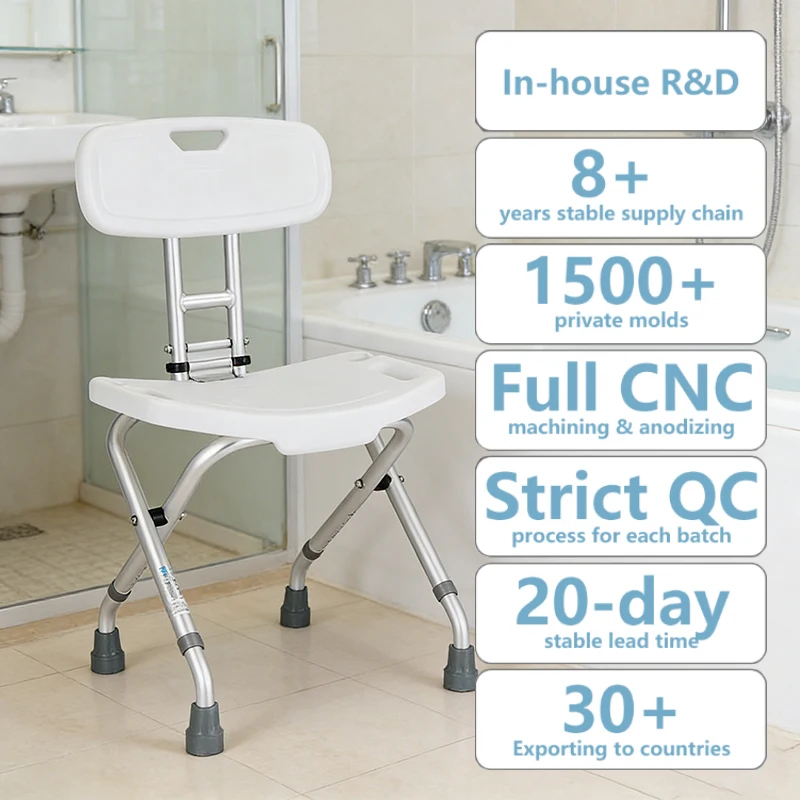 

Simplywalk Aluminum Alloy 136KG Bath Shower Chair Folding Tub Handicap People MDR CE Certification OEM ODM Service