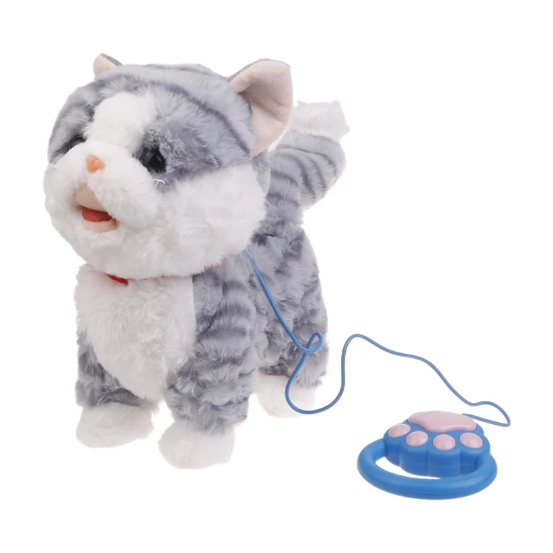 

Leash Electric Walking Cat Toy Simulation Singing Cat Toy Barking Plush Kitten Toy Baby Craw Learning Toy Toddler Gift