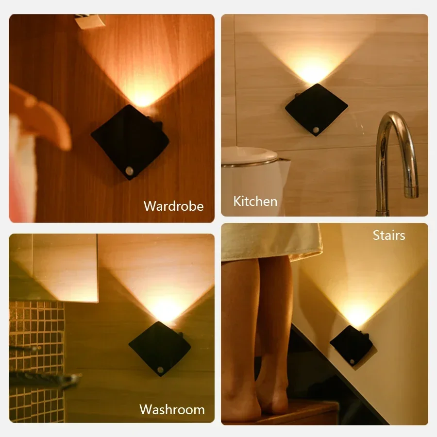 LED Wall Lamp Wireless Rechargeable Motion Sensor Night Light Magnetic Portable Lamp For Mural Bedroom Lighting Room Decor