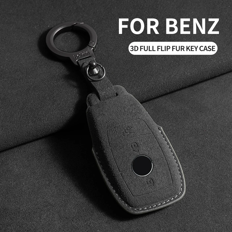 Leather Car Key Case For Mercedes Benz A C E S G R Class GLS GLA GLK GLC CLS CLA AMG W204 W205 W212 W463 W176 Suede Accessories