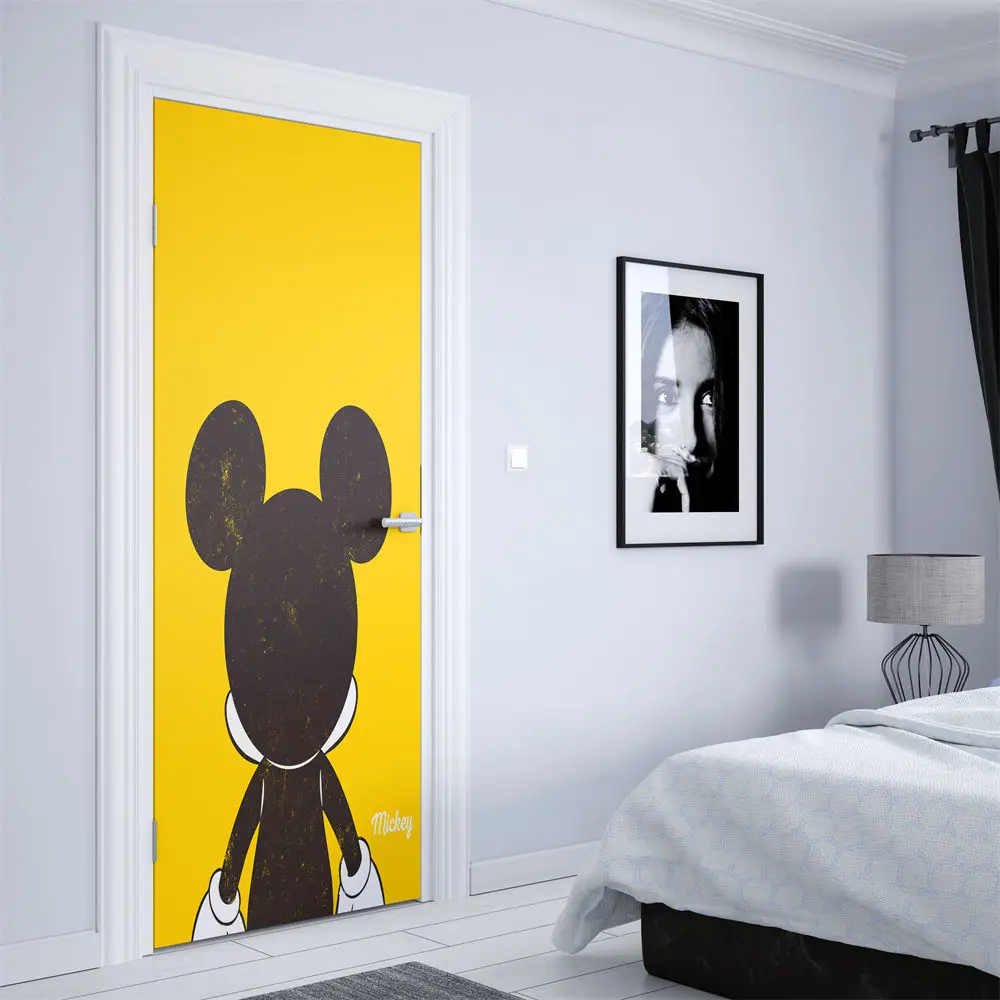 Disney Cartoon Donald Duck Mickey Mouse Back View Door stickers Aesthetic Nursery Kids Room Wall Sticker poster decor for home