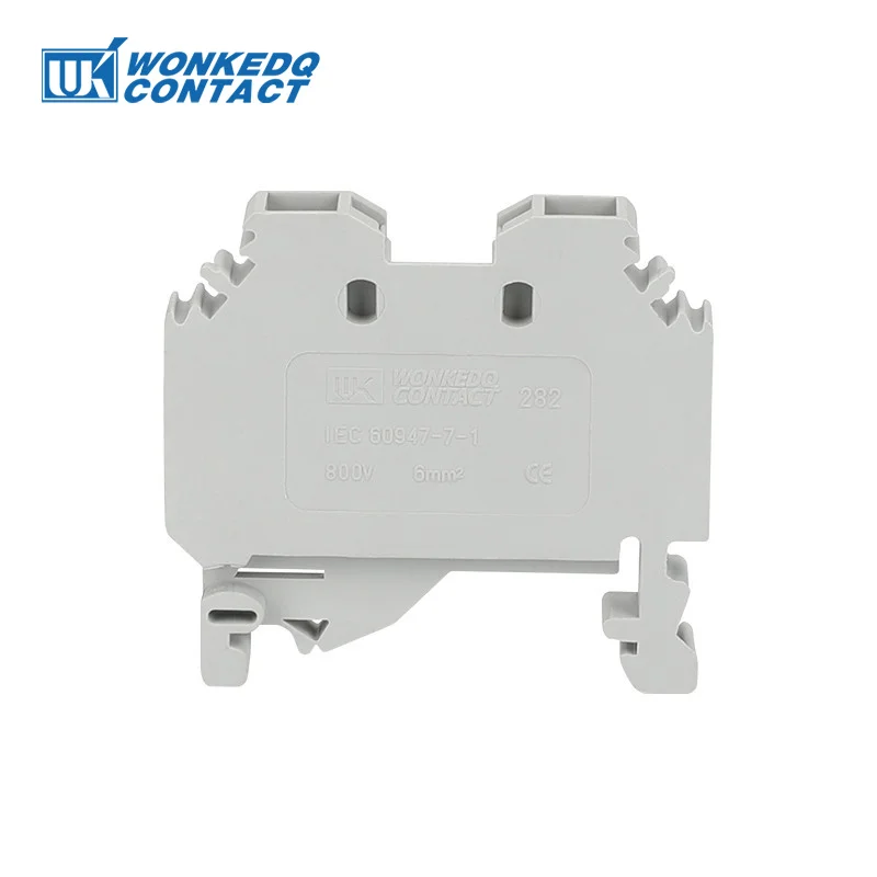 10Pcs 282-101 Spring-Cage Connection Cage Clamp Mount 2-Conductor 282 101 Plug 6 mm² Wire Connector DIN Rail Terminal Block