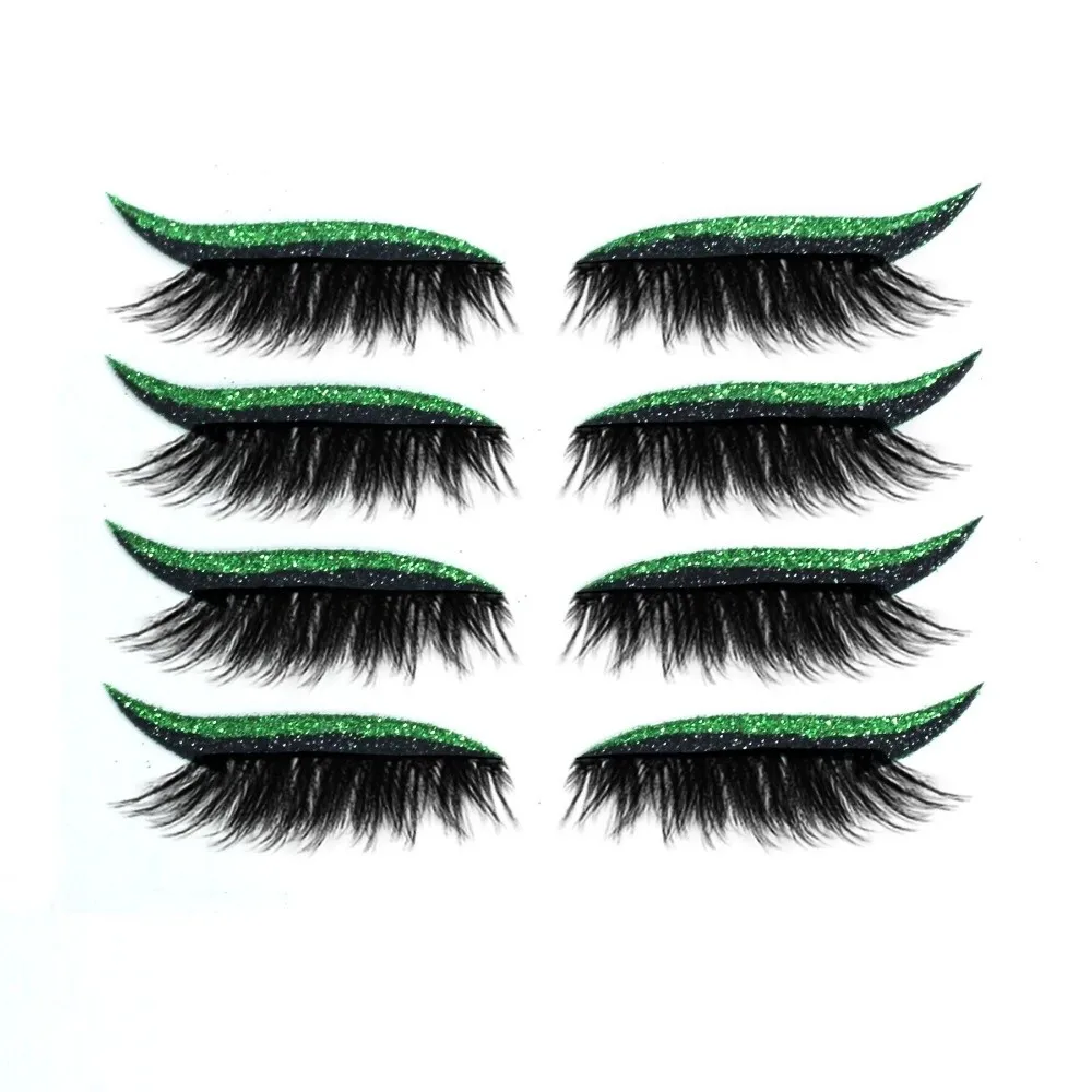 4 pares de parches de pestañas de sombra de ojos perezosos reutilizables con delineador de ojos pegatinas de pestañas perezosas autoadhesivas pegatinas de maquillaje de ojos impermeables
