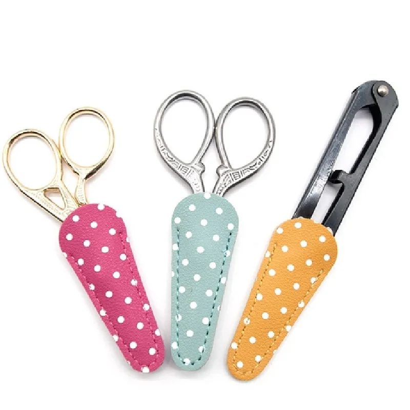 1PC Embroidery Scissors Protective Cases PU Leather Scissors Cover Sewing Tools DIY Scissors Sleeve Household Tool Accessories