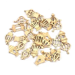 25pcs 2.5x4cm Mixed Eid Mubarak Wooden Pendants Crafts Hanging Ornaments Ramadan Wood DIY Supplies Home Muslim Islamic Party Dec