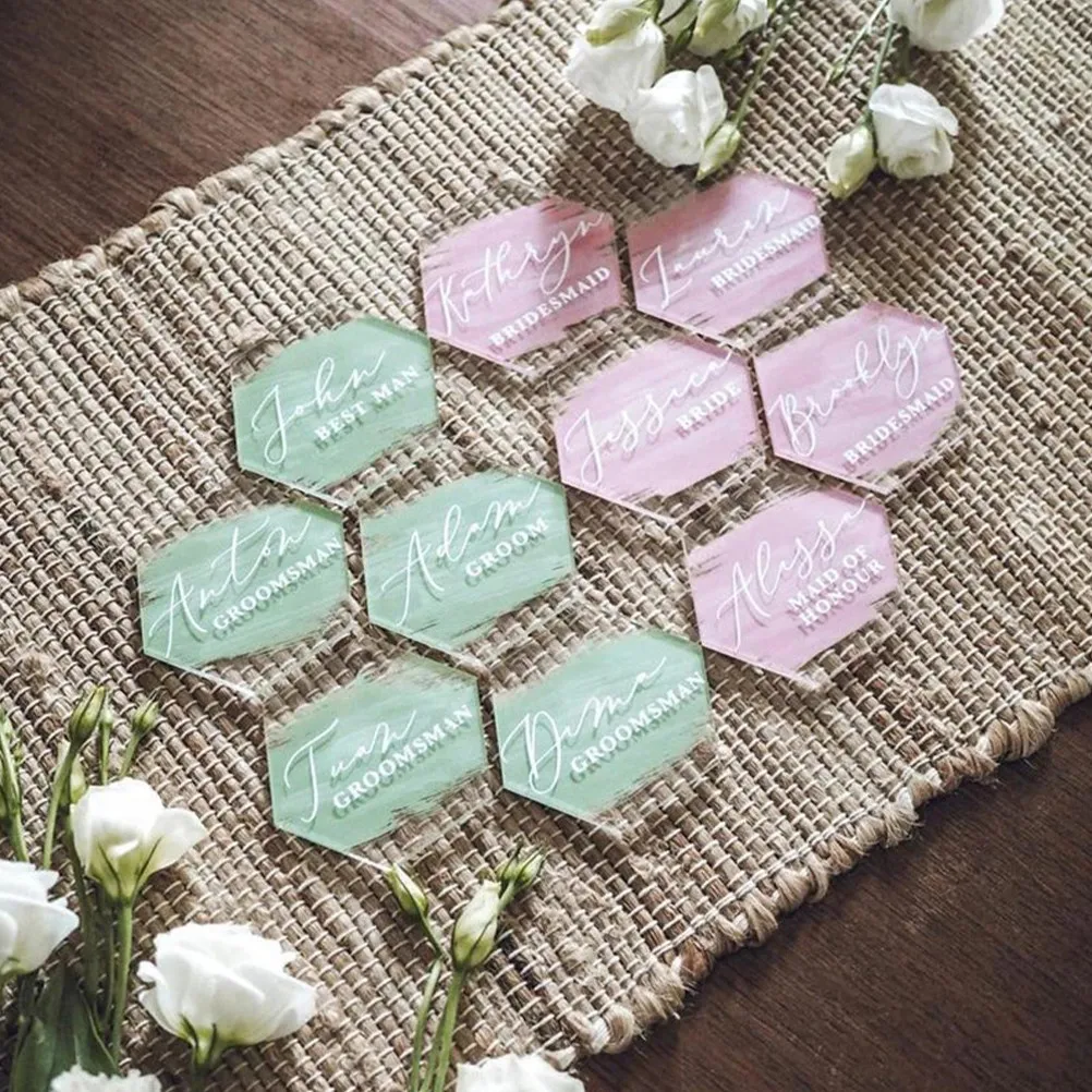 20Pcs Hexagon Acrylic Wedding Signs Thick Blank Seat Markers Table Numbers for Reception Seating Chart - view 5