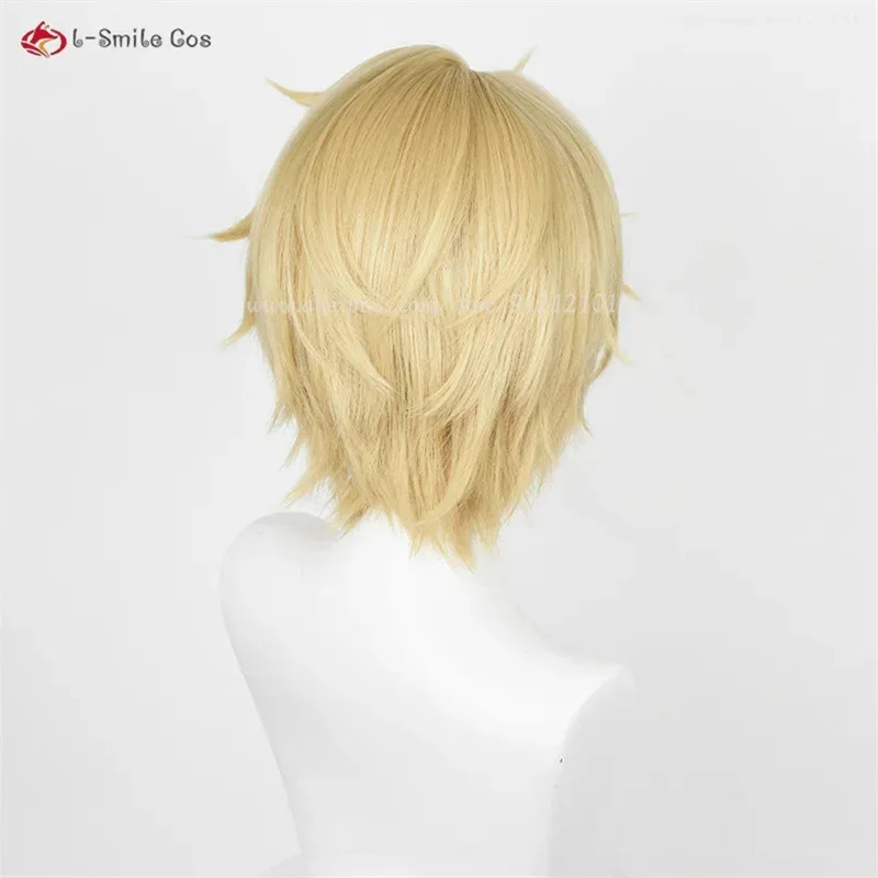 zz04zz12HSR ゲパルトコスプレ 30 センチメートルショートライトブロンド頭皮男性アニメウィッグ耐熱人工毛ハロウィンパーティー + ウィッグ