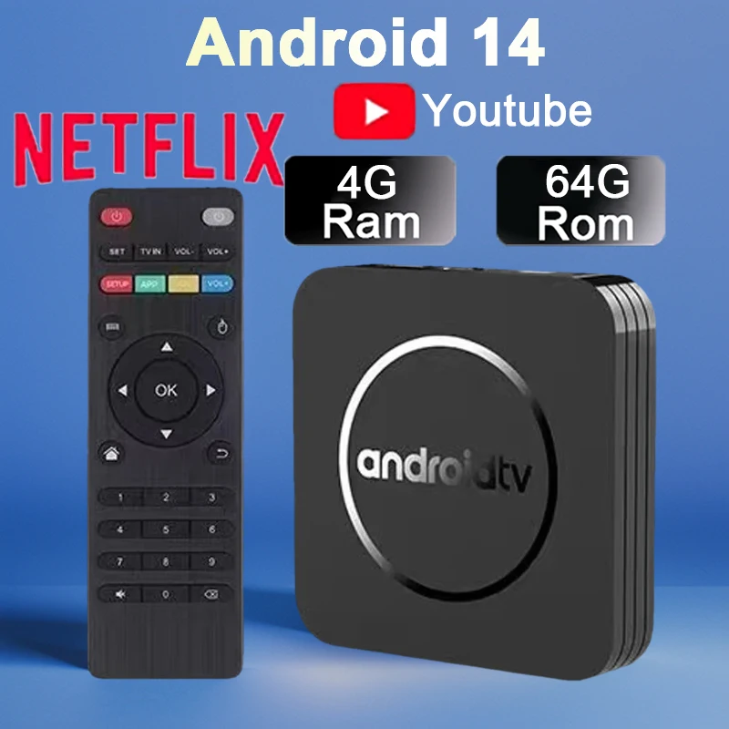 Android Tv Box Android14 4K 8K Media Player Support 2.4GWiFi 4G RAM 32G 64G ROM Allwinner H3 Smart Decoder Very Fast Set Top Box