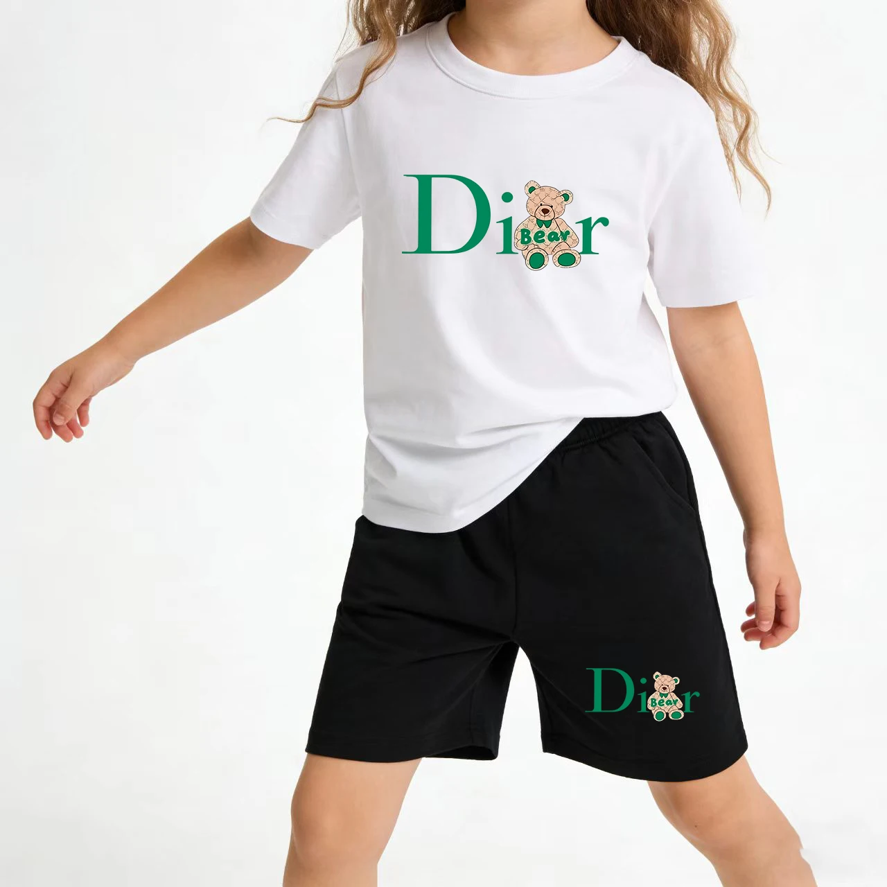 

Kids Summer Beautiful Girl T-shirt Short-sleeved+Shorts Boy Girl 3-12Yrs Toddler Cute Gift Clothes Jogging Party Tour Casual Set