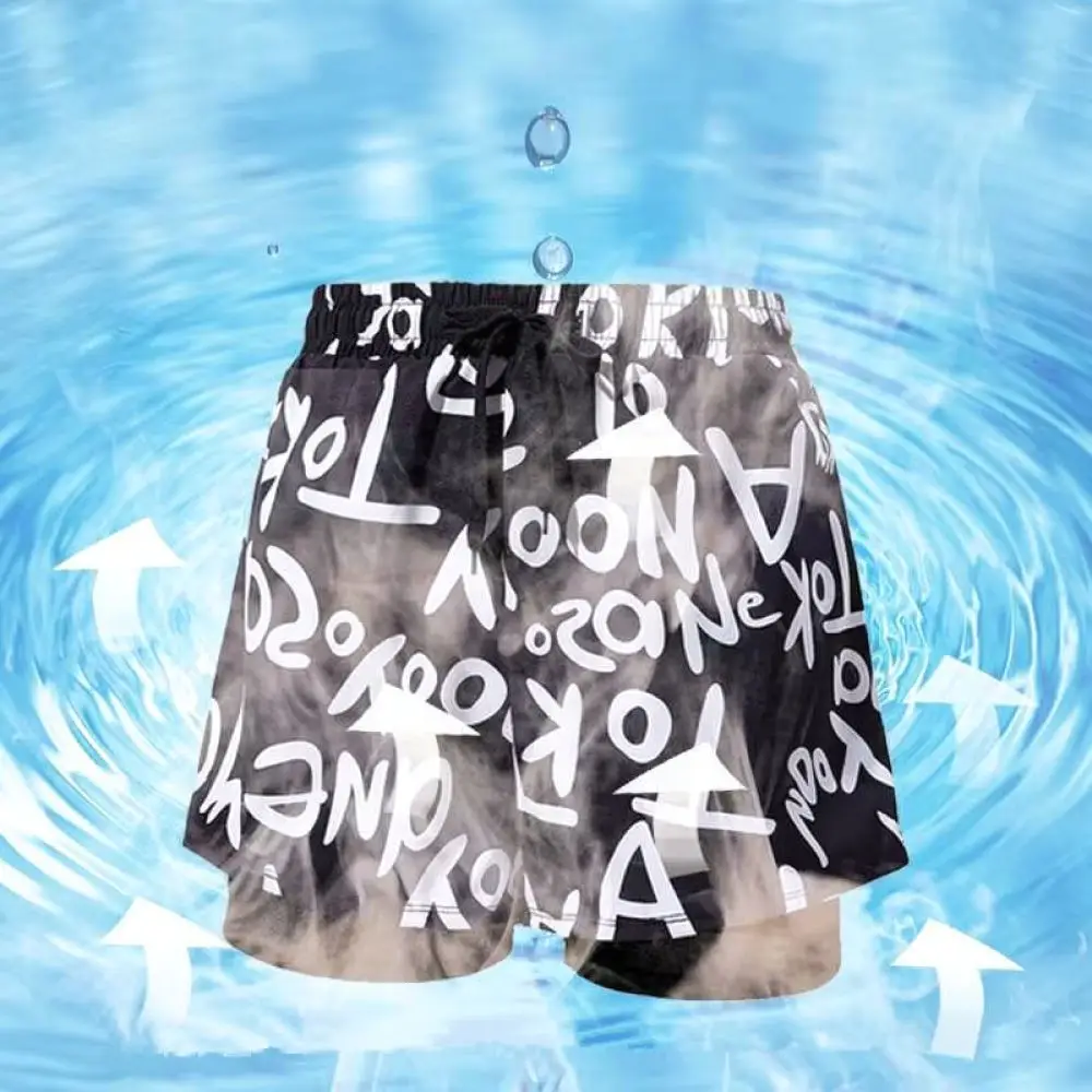 Quick Dry Mens Board Shorts Summer Swimwear Double Layer Anti Exposure Trunks Beach Casual Sport Fitness Swimming Wear