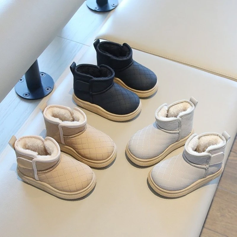 

2025 Children's Snow Boot Winter New Kids Boots Girls Causal Simple Warm Toddler Boys Fashion Non-slip Ankle Cotton Boots