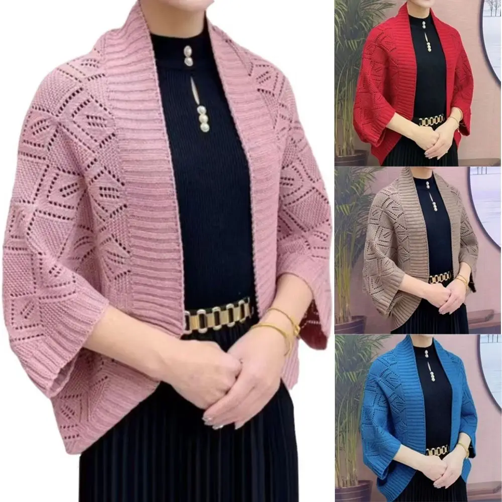 

Элегантная простая вязаная шаль, повседневная теплая накидка с открытой строчкой, шаль с длинными рукавами, женское пальто