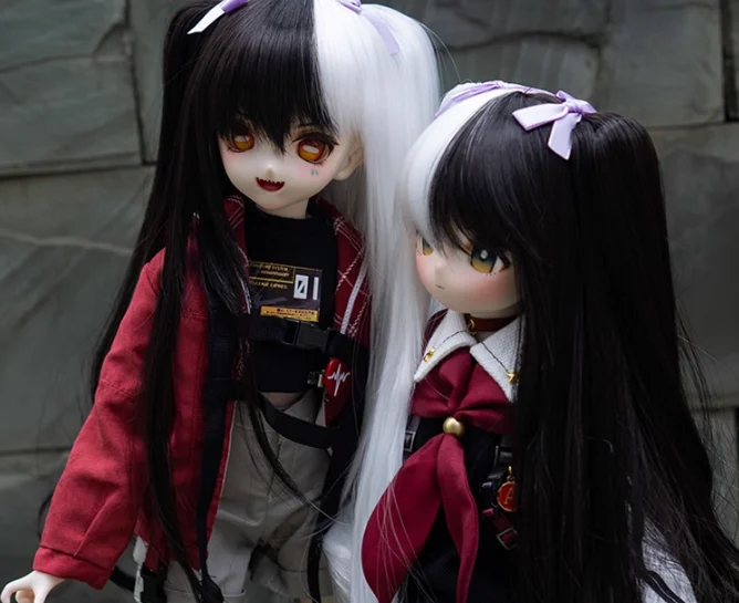 

D03-P285 детская игрушка BJD DD SD MSD 1/3 1/4 1/6 кукольные аксессуары парик черный, белый, розовый, вьющиеся волосы, 1 шт.