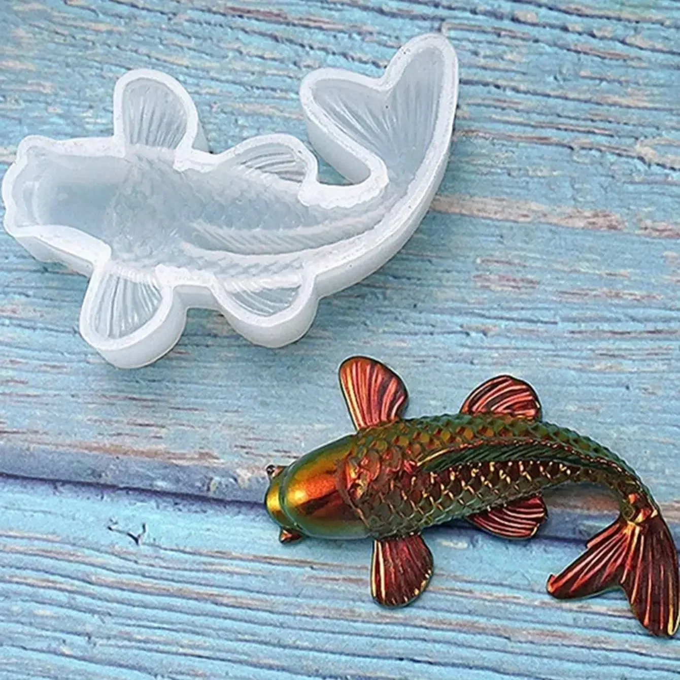 Silicone Resin Koi Fish Moulds DIY Pendant Goldfish Mold Fish Tail Jewelry for Making Jewelry, Pendant Charms, Fondant Cake Deco view 5