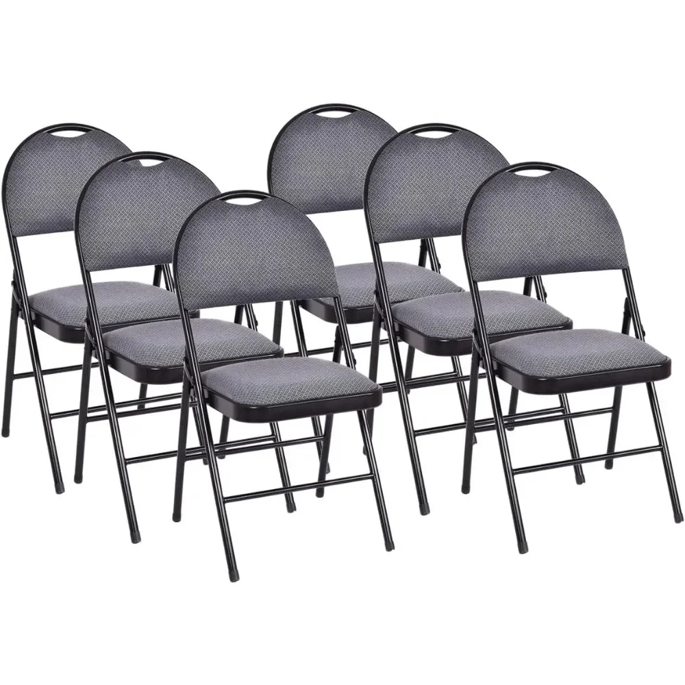 6-Pcs Folding Chairs Set - Foldable Dining Chairs with Upholstered Seat, Non-Slip Footpads, Commercial Guest Chairs