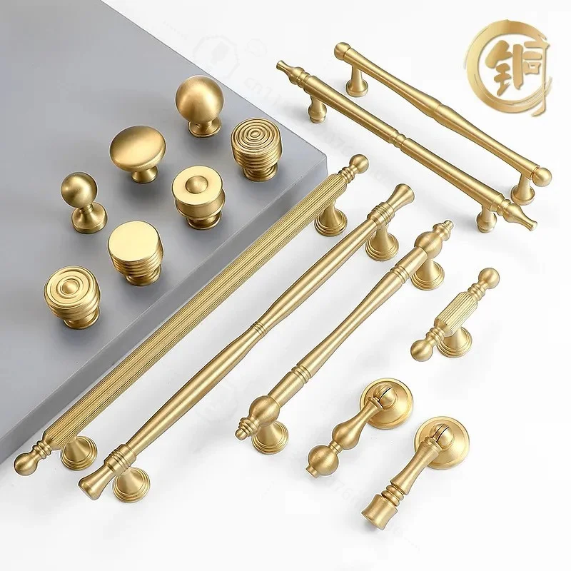 High End French Style Solid Pure Copper Brass Cabinet Door Handle Single Hole Wardrobe Drawer Shoe Cupboard Pull Knob