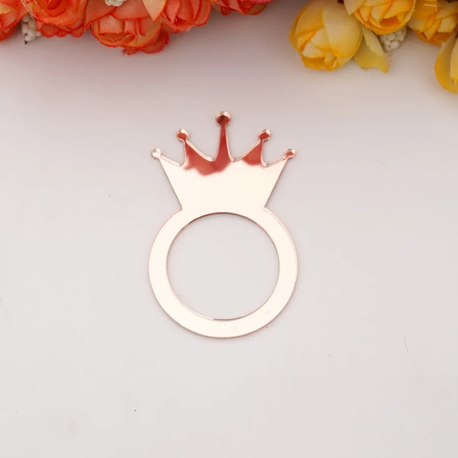 

6.5cm Height Crown Shape Napkin Holder Acrylic Mirror Marriage Birthday Party Napkin Rings For Banquet Dinner Table Decoration