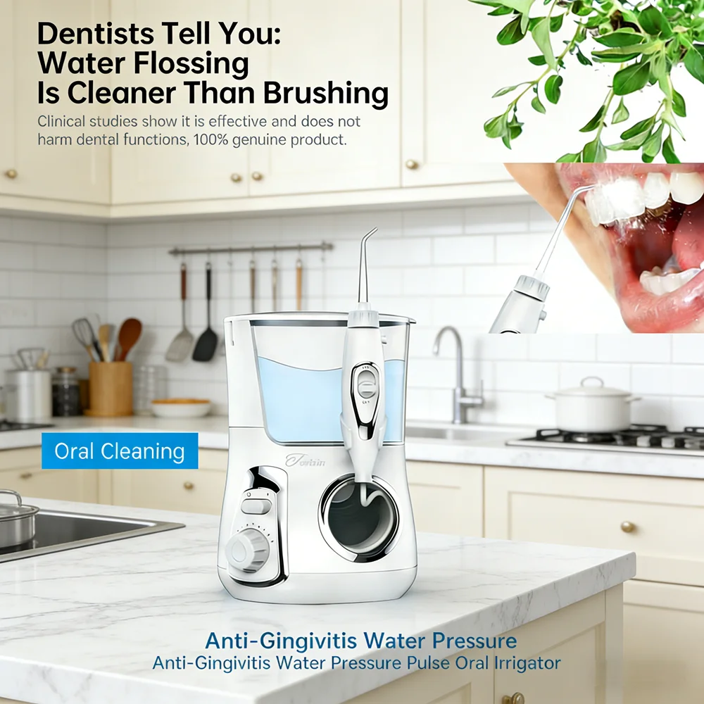

Настольный ирригатор для полости рта 800 мл с 10 умными режимами, 5 насадками, для семейного ухода за зубами и предотвращения кариеса