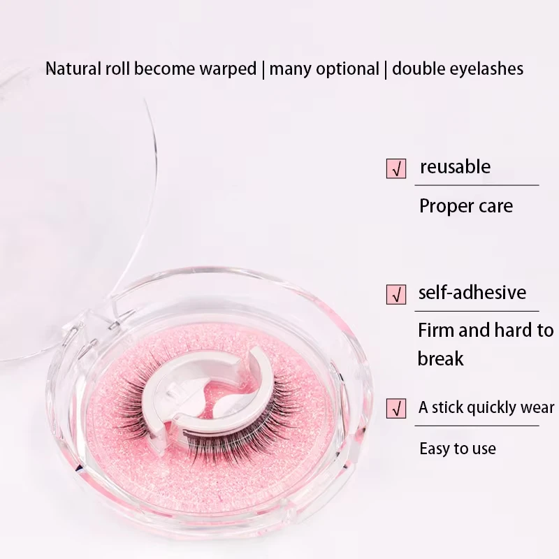 1 paar Wiederverwendbare Selbst-klebe Falsche Wimpern Lange Wimpern Verlängerung Flauschigen Wimpern Streifen Make-Up Werkzeuge (keine kleber erforderlich)