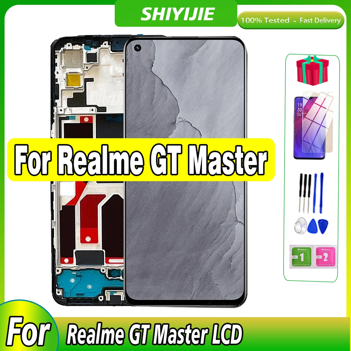 Super AMOLED 100% Tested LCD For Realme GT Master Display Repair Parts Display Touch Screen RMX3363 RMX3360 Digitizer Assembly