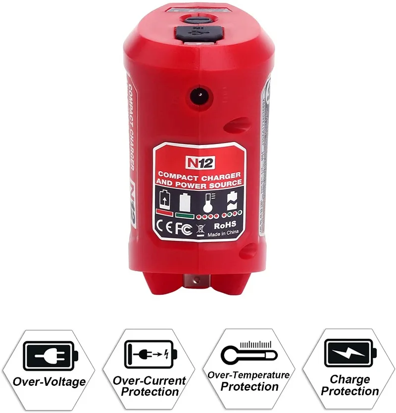 Adapter N&12 Li-ion Battery Charger Converter for Milwaukee M&12 12V 10.8V Lithium Battery USB Device Mobile phone Power Supply