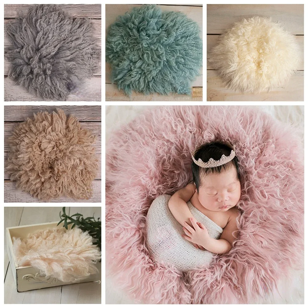 

Baby Photography Newborn Photo Props Wool Blanket For Baby Shoot Posing Backdrop Soft Fluffy Blanket Flokati Studio Accessories