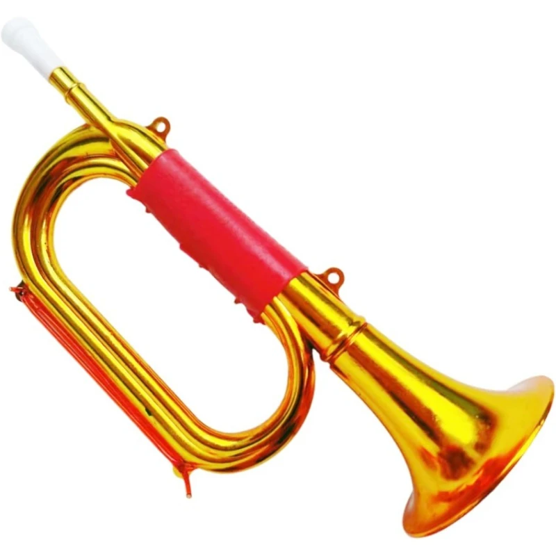 Toy Trumpet Playable Developmental Safe Plastic Golden Kid Trumpet with Comfortable Handle Educational Kids Musical Instruments