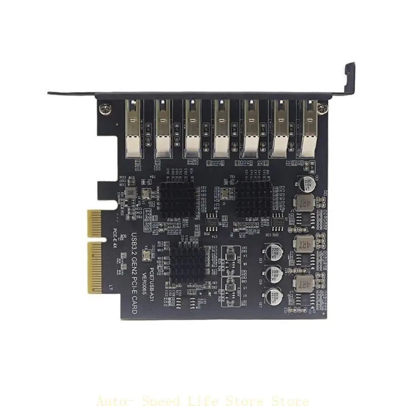 

02DA Highly Speed USB3.2 PCIe Expansion Card with 7Port for Desktop PC 10Gbps Data Transfer and Charging Connectivities