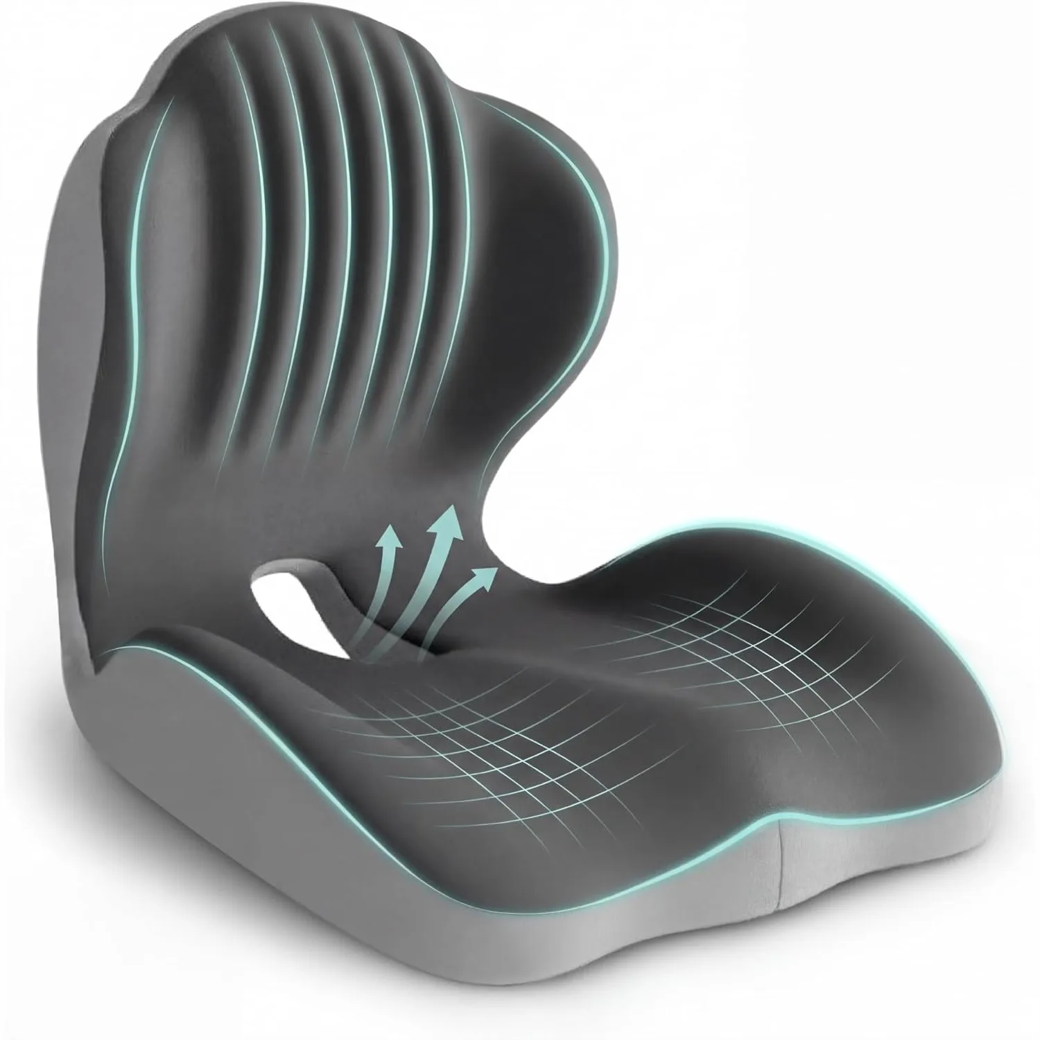 

Ergonomic Seat Cushion with L-Shaped Integrated Design, Memory Foam Coccyx Support for Office Chair