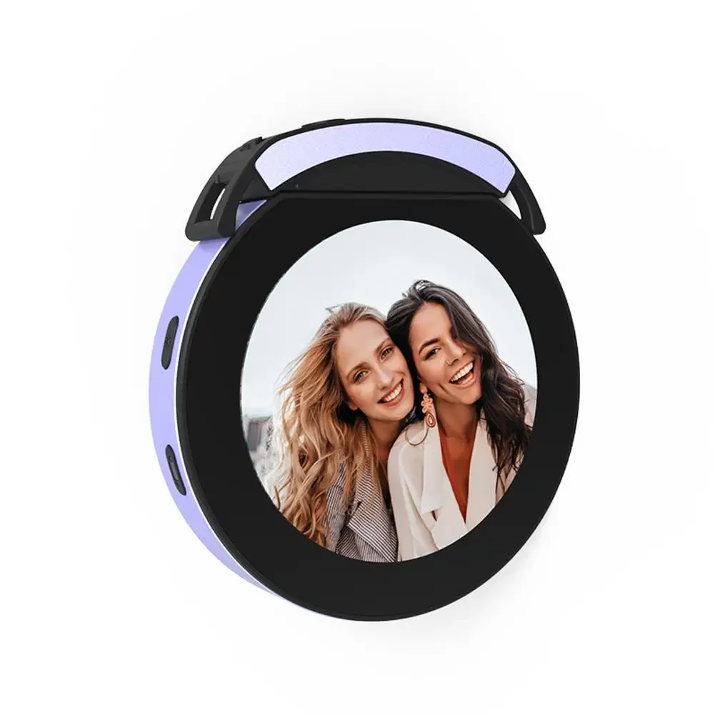 Espelho de selfie magnético redondo sem fio para celular com monitor de projeção de tela para transmissão ao vivo de fotos e vídeos