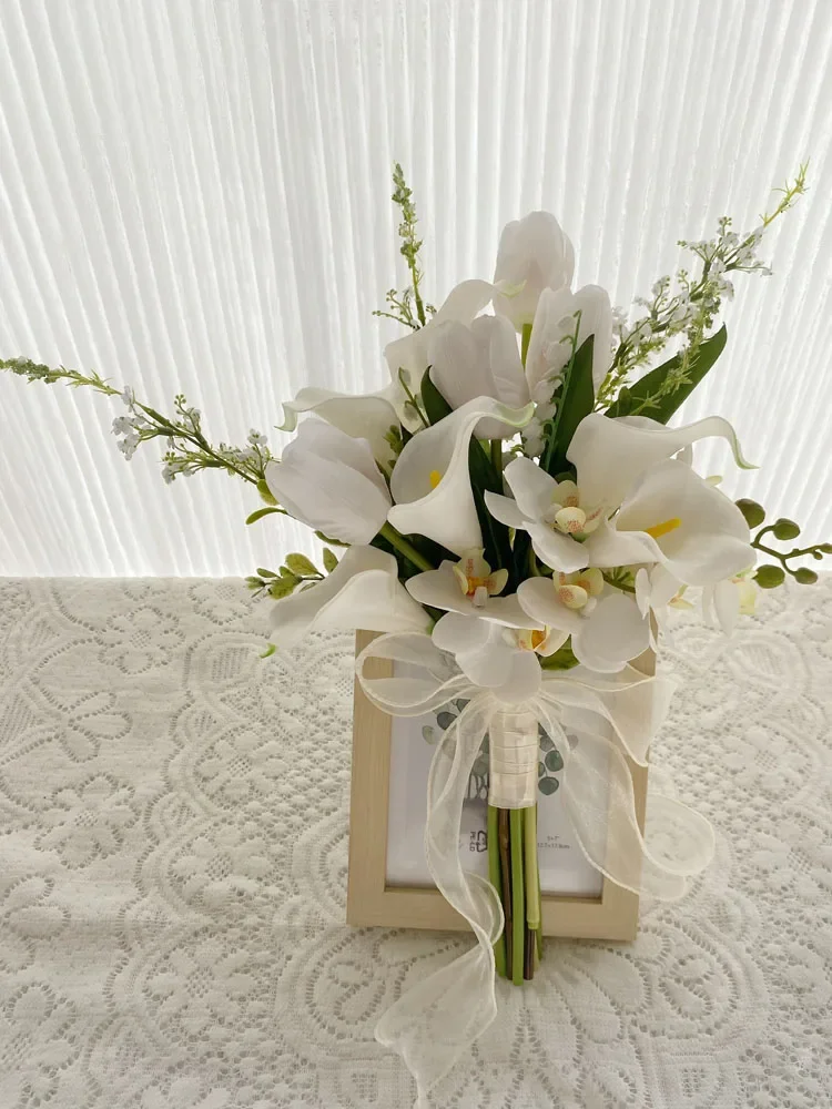 Touch tulip simulation flower studio exterior wedding dress photo certificate wedding bride bouquet