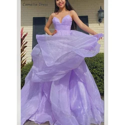 Sparkle Straps Party Dresses Multi-Tiered A-Line Evening Dress Lavender Elegant and Pretty Women's Dresses Vestidos De Fiesta