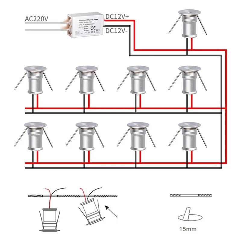 

COSW-Mini Downlight DC12V 1W 3000K 27 Pack Silver Shell, Used For Indoor Wardrobe Lighting, Cabinet Lighting, Artwork Light