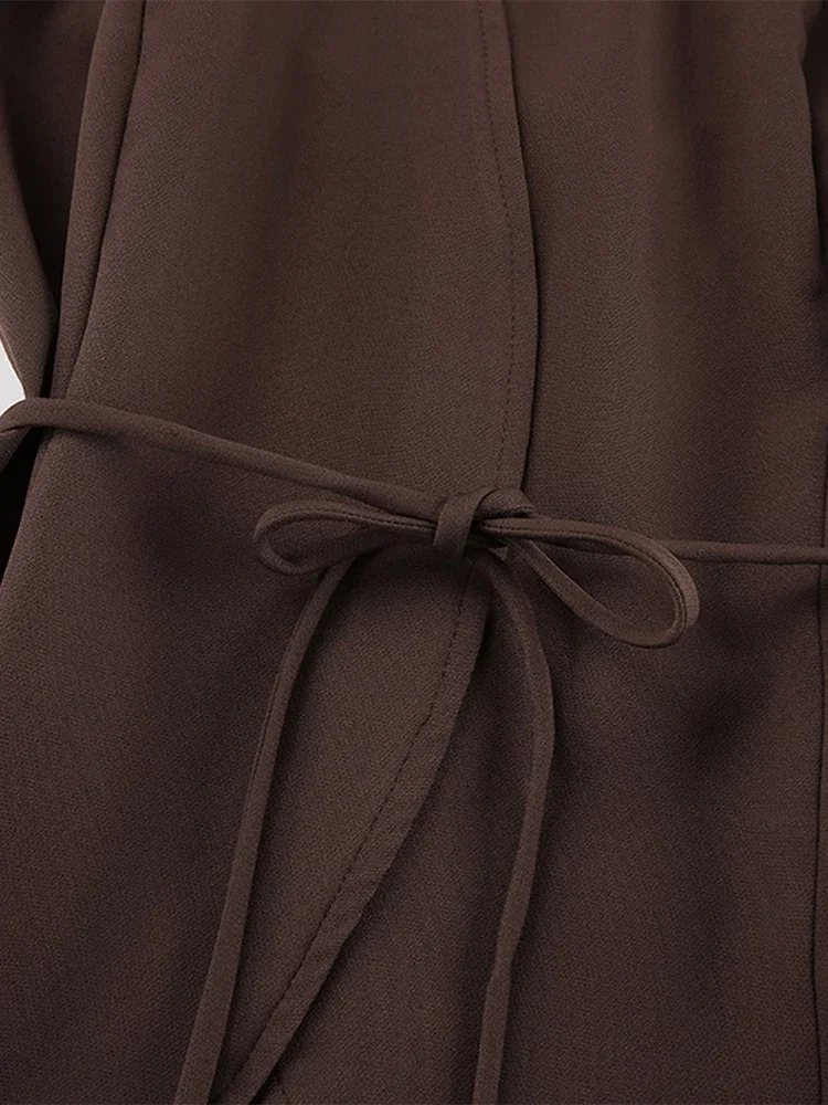 Set Celana Atasan Berenda Tanpa Tali Sabuk Pinggang Cinched Fashion Perjalanan Kasual Setelan Rompi Blus Celana Panjang Kaki Lebar Pakaian Formal Wanita