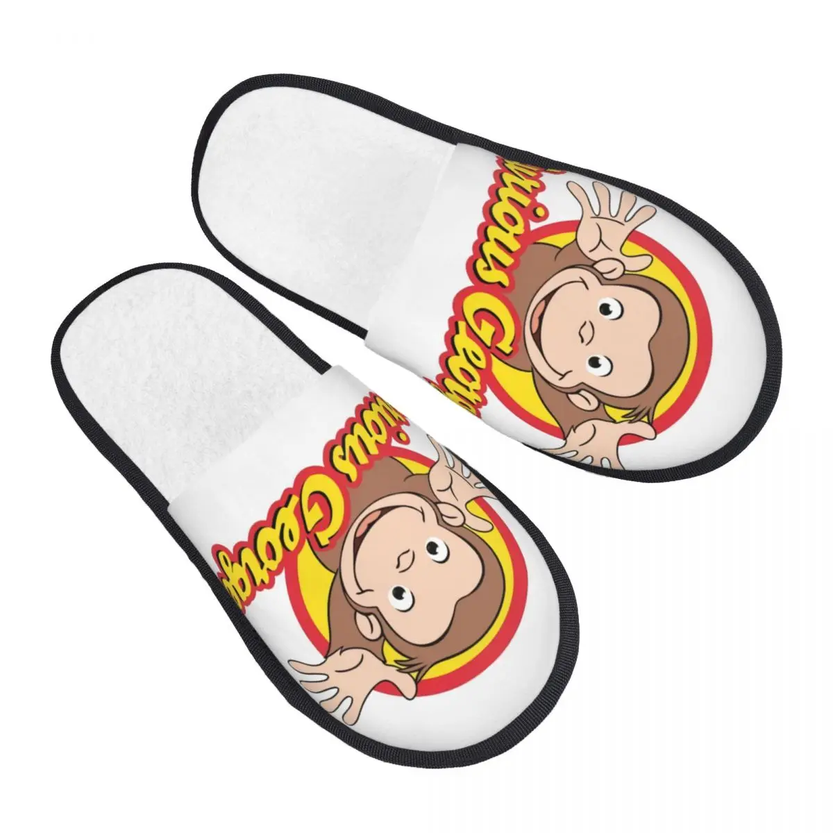 Brown Monkey Curious George Soft Scuff With Memory Foam Slippers Women TV series Spa House Shoes