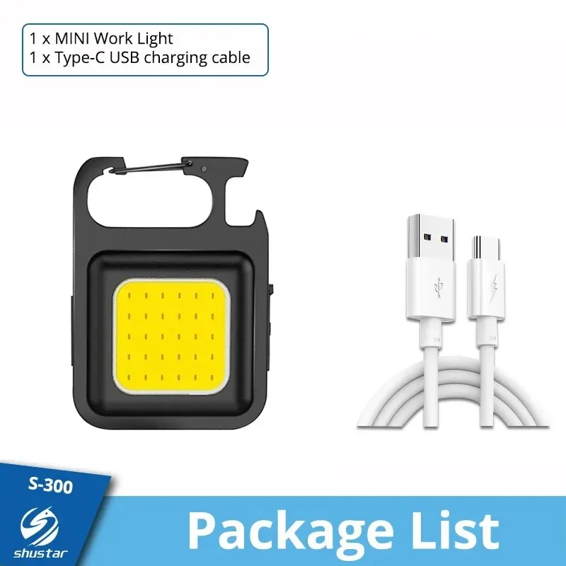Superheller MINI-COB-Schlüsselanhänger, Taschenlampe, Ladelampe, Camping-Lichter mit Magnet, 4 Beleuchtungsmodi für Camping zu Hause