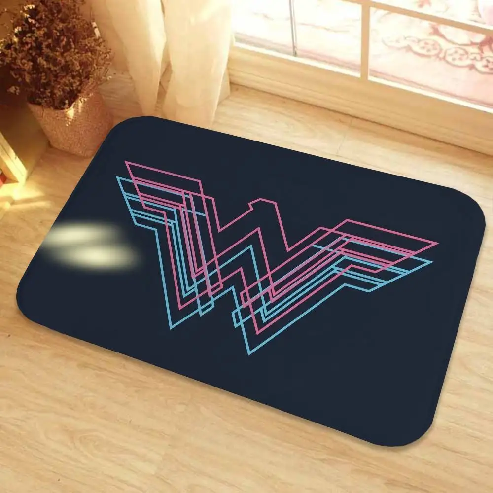 

Floor Mat Printed Large Carpets Room And Bedroom Carpets Bathroom Anti Slip The W-Wonder Woman Logo Door MATS Small Carpets