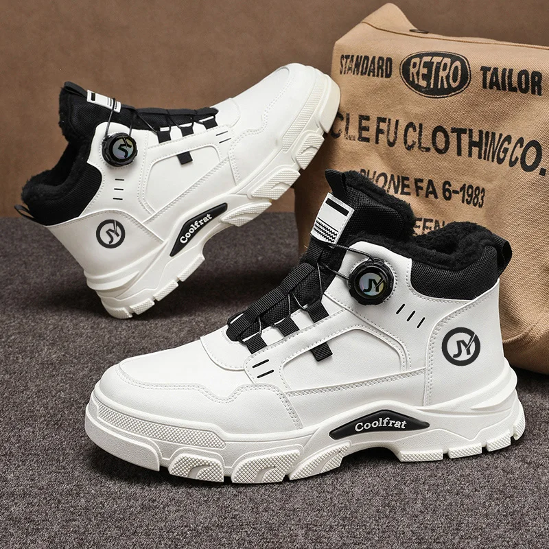 New Winter Men's Warm Boots Comfortable Fleece-lined High-top Cotton Shoes Stylish Designer Outdoor Men's Non-slip Boots 방한화 남성용
