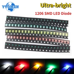 100PCS 1206 SMD LED Ultra-bright White Red Blue Yellow Green Light Emitting Diode DIY Electronics Kit