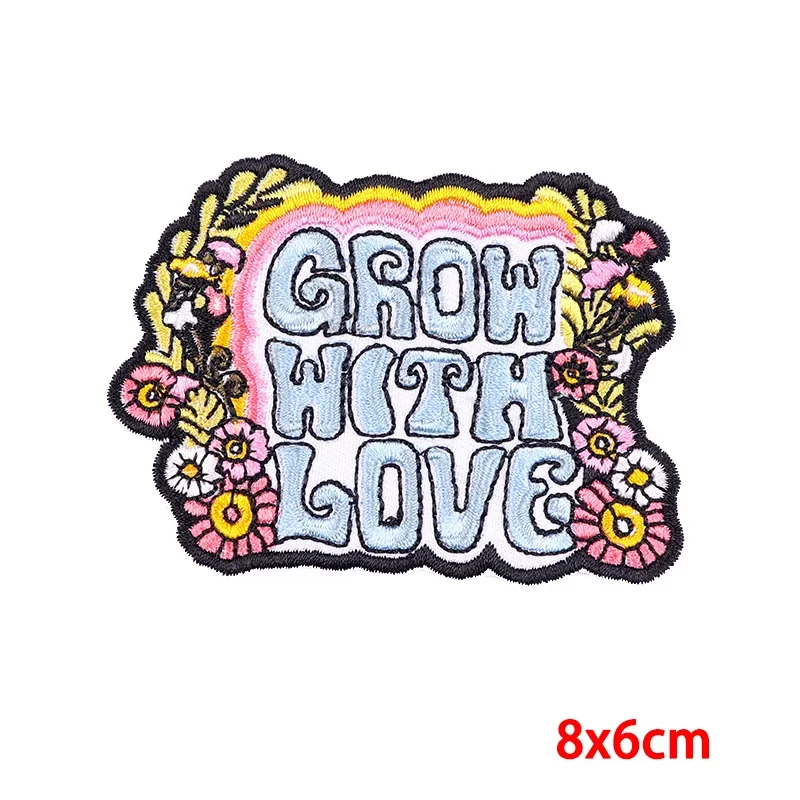 Embroidery Patches Kindness English Saying DIY Iron on Patches Fusible Ironing Clothes Badges Hats Bags Personalized Accessories