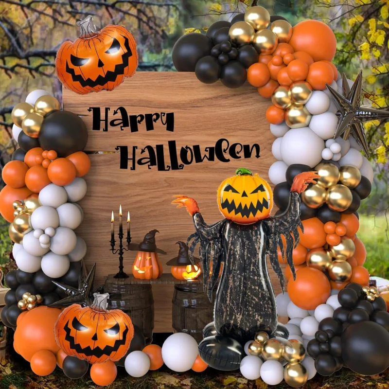 Cross-Border Halloween Balloon Garland Arch Suit Base Pumpkin Aluminum Balloon Package Party Decoration Supplies