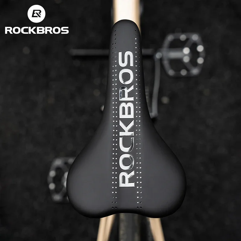 ROCKBROS Bicycle Saddle Comfortable Cycling Cushion Shock Absorption Wear-Resistant Bike Saddle PU Leather Breathable Cushion